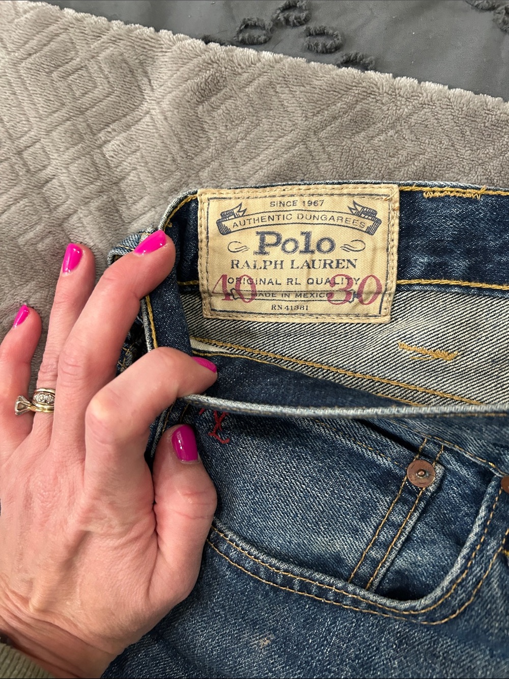 Polo by Ralph Lauren Dark Blue Denim Jeans with Contrast Stitching